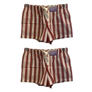 2-Pack NWT Stars Above Women’s Linen Blend Sleep Pajama Shorts Red Stripe Size S